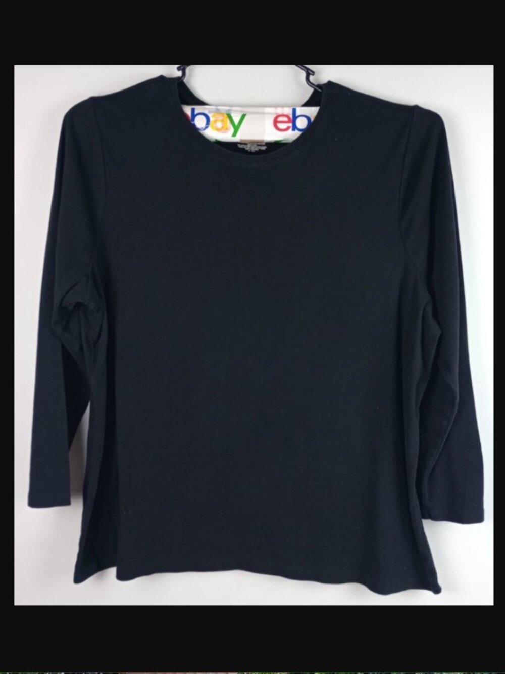 Lane Bryant Womens 22/24 Black Crew Neck Solid Long Sleeve Tshirt